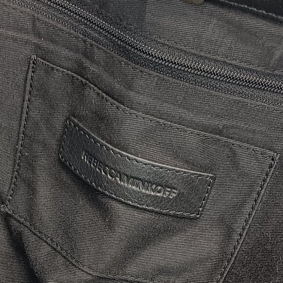 REBECCA MINKOFF Aztec Feel Beach Tote Shoulder Bag Black Beige Tweed Beaded - Picture 11 of 12